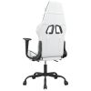 Massage Gaming Chair with Footrest White&Black Faux Leather