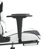 Massage Gaming Chair with Footrest White&Black Faux Leather