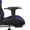 Massage Gaming Chair with Footrest Black&Blue Faux Leather