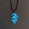 Vintage Punk Luminous Glowing In The Dark Moonstone Dragon Pendant Necklace Charm Men Boy Beach Party Jewelry Gift Wholesale