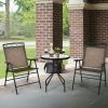 Garden Furniture Outdoor Patio Bistro 3 Pieces Set of Round Table and Folding Chairs