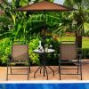 Garden Furniture Outdoor Patio Bistro 3 Pieces Set of Round Table and Folding Chairs