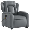 Stand up Massage Recliner Chair Gray Faux Leather