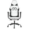 Massage Gaming Chair with Footrest White&Black Faux Leather